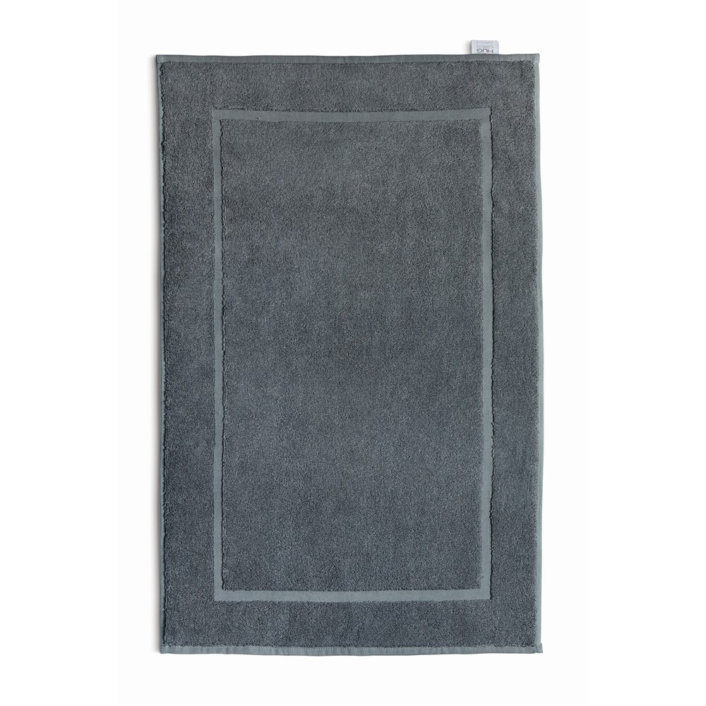 Bamboo Cotton Border Bath Mat in Graphite Grey